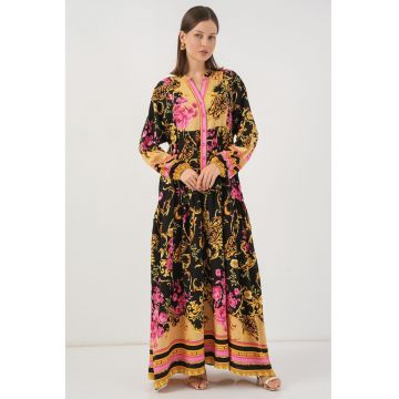 Rochie maxi -  BDART - inchidere cu nasturi - textil - galben