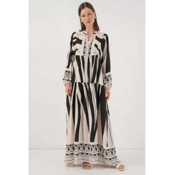 Rochie maxi -  BDART - inchidere cu nasturi - textil - gri carbune