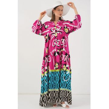 Rochie maxi -  BDART - inchidere cu nasturi - textil - magenta