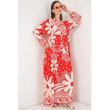 Rochie maxi -  BDART - inchidere cu nasturi - textil - rosu