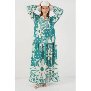 Rochie maxi -  BDART - inchidere cu nasturi - textil - verde menta