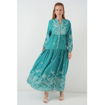 Rochie maxi -  BDART - inchidere cu nasturi - textil - verde prafuit