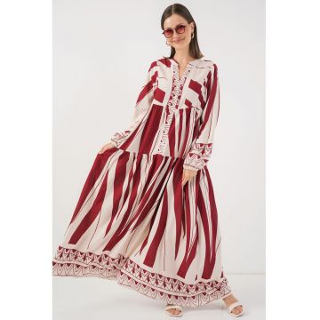 Rochie maxi -  BDART - inchidere cu nasturi - textil - visiniu