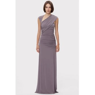 Rochie maxi cu decolteu asimetric si drapaje