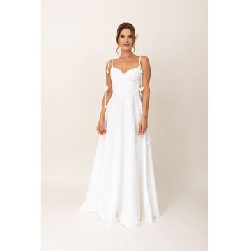 Rochie maxi evazata cu detalii florale