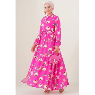 Rochie Maxi  model floral - magenta - textil