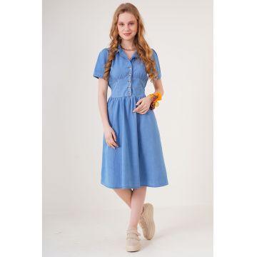 Rochie midi  BDART - denim - guler camasa - albastru