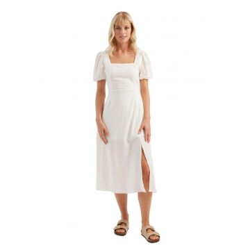 Rochie midi -  Bumbac - Alb -