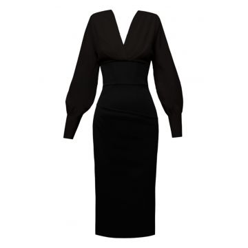 Rochie midi cu drapaje pe bust Lunaria