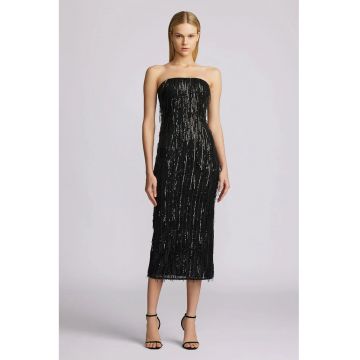 Rochie midi cu franjuri si paiete