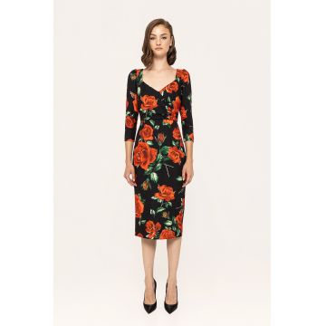 Rochie midi cu imprimeu flroal