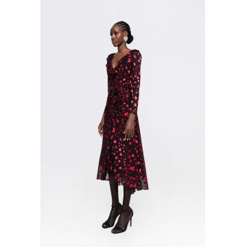 Rochie midi cu model inimi si decolteu in V