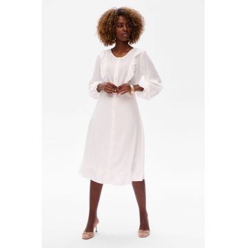 Rochie midi din vascoza cu volane Florence