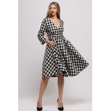 Rochie midi evazata cu buzunare