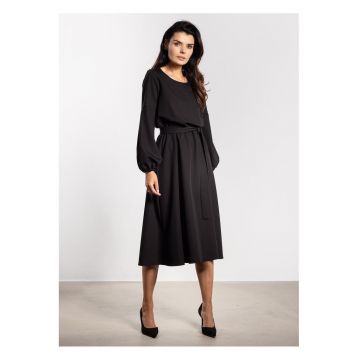 Rochie midi evazata cu decolteu rotund