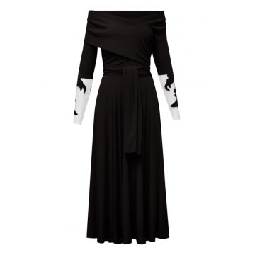 Rochie midi evazata cu maneci brodate Rimini