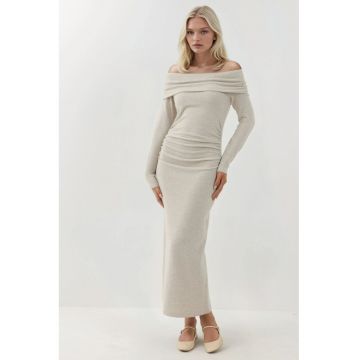 Rochie midi -  Jerseu - Crem