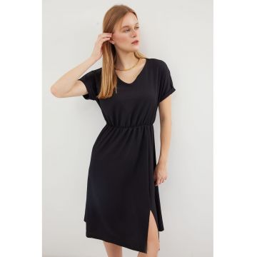 Rochie -  Midi - Jerseu - Negru