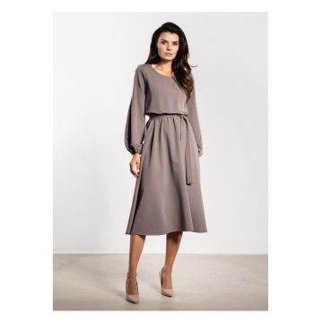 Rochie midi uni - cu cordon in talie