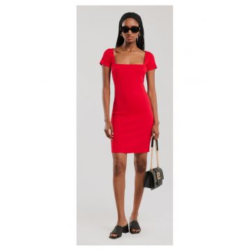 Rochie scurta dama  mulata - tricot - rosu