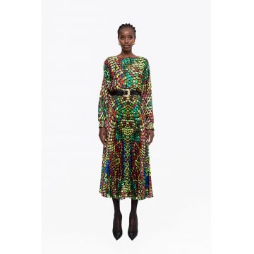 Rochie plisata cu imprimeu 3D