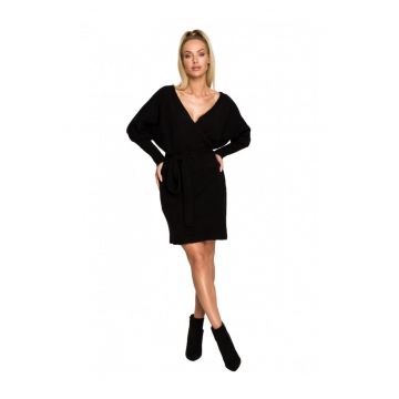 Rochie pulover  Cu decolteu in V - Acril - Lana - Negru