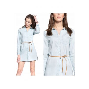 Rochie -  Rochie Camasa - Croiala Normala - 100% Bumbac - Inchidere: Nasturi - 1 Buzunar - XS - Albastru - 1 Bucata