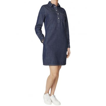 Rochie scurta din deni cu maneci lungi si fenta cu fermoar