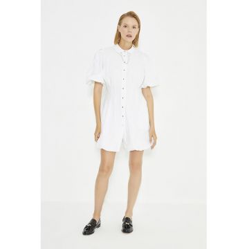 Rochie-camasa cu buzunare laterale si lant decorativ