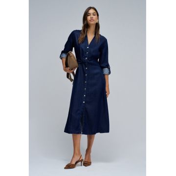 Rochie-camasa din lyocell cu snur de ajustare in talie