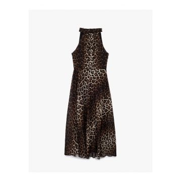 Rochie cu animal print cu decolteu halter