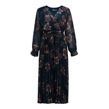 Rochie cu decolteu in V si imprimeu floral