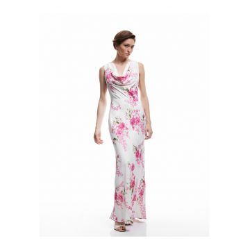 Rochie cu imprimeu floral si decolteu drapat