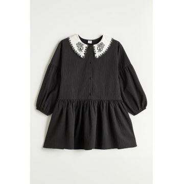 Rochie cu maneci lungi si guler Peter Pan