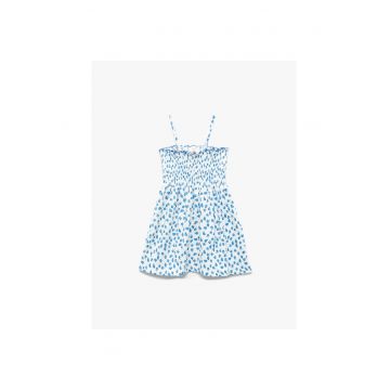 Rochie cu model floral si barete multiple