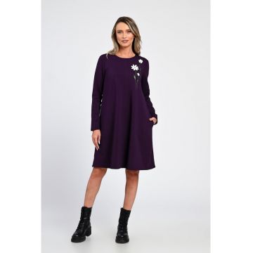 Rochie Dama -  A-Line - cu Buzunare Laterale si Pictura Realizata Manual V365 -