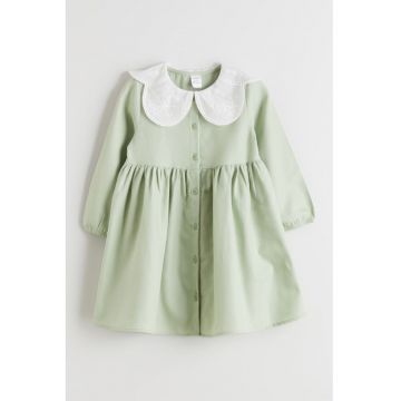 Rochie din bumbac cu maneci lungi si guler