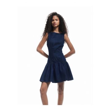 Rochie din chambray cu terminatie evazata