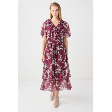 Rochie din sifon cu model stratificat