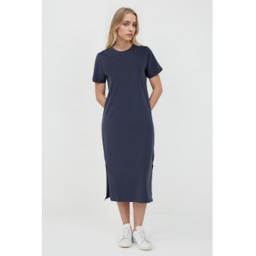 Rochie dreapta midi din bumbac cu slituri laterale