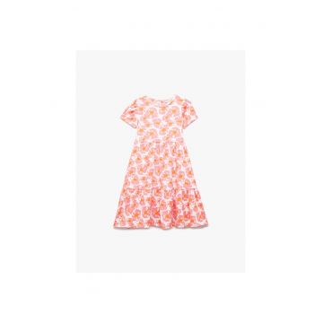 Rochie evazata cu model floral