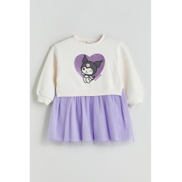 Rochie evazata cu segment din tul