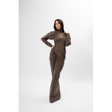 Rochie lungă kaki cu detaliu în formă de inimă