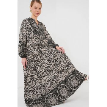 Rochie maxi  BDART - decolteu in V - captusita - textil - bej