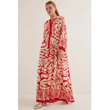 Rochie maxi  BDART - decolteu in V - captusita - textil - rosu