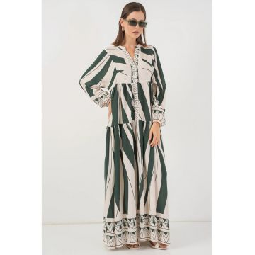 Rochie maxi -  BDART - inchidere cu nasturi - textil - verde inchis