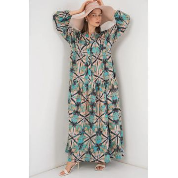 Rochie maxi -  BDART - inchidere cu nasturi - textil - verde lime