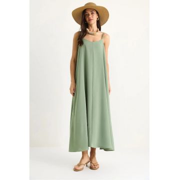 Rochie maxi dama -  poliester/bumbac - verde