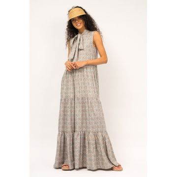 Rochie maxi printata cu esarfa