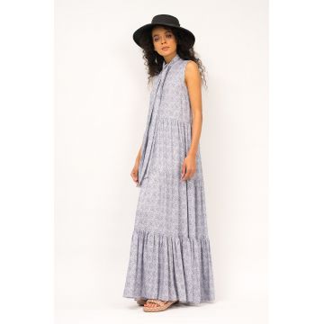 Rochie maxi printata cu esarfa